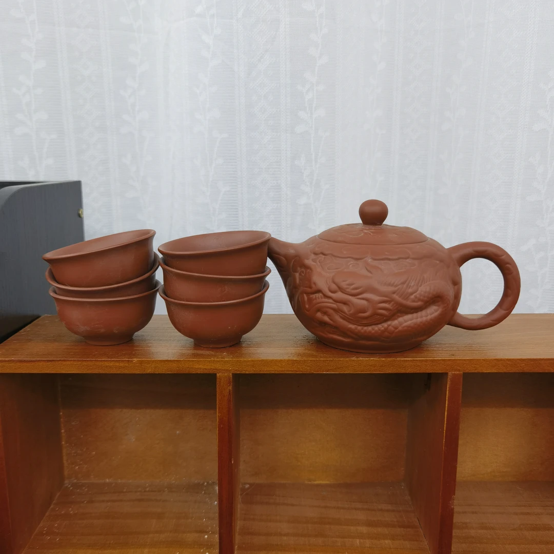 原矿紫砂壶朱泥祥龙紫砂茶壶中式泡茶茶具礼盒家用商用