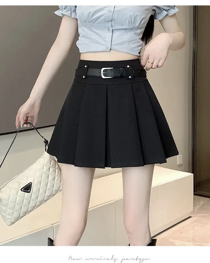 灰色百褶裙短裙女秋季2025新款西装裙小个子高腰显瘦a字半身裙子