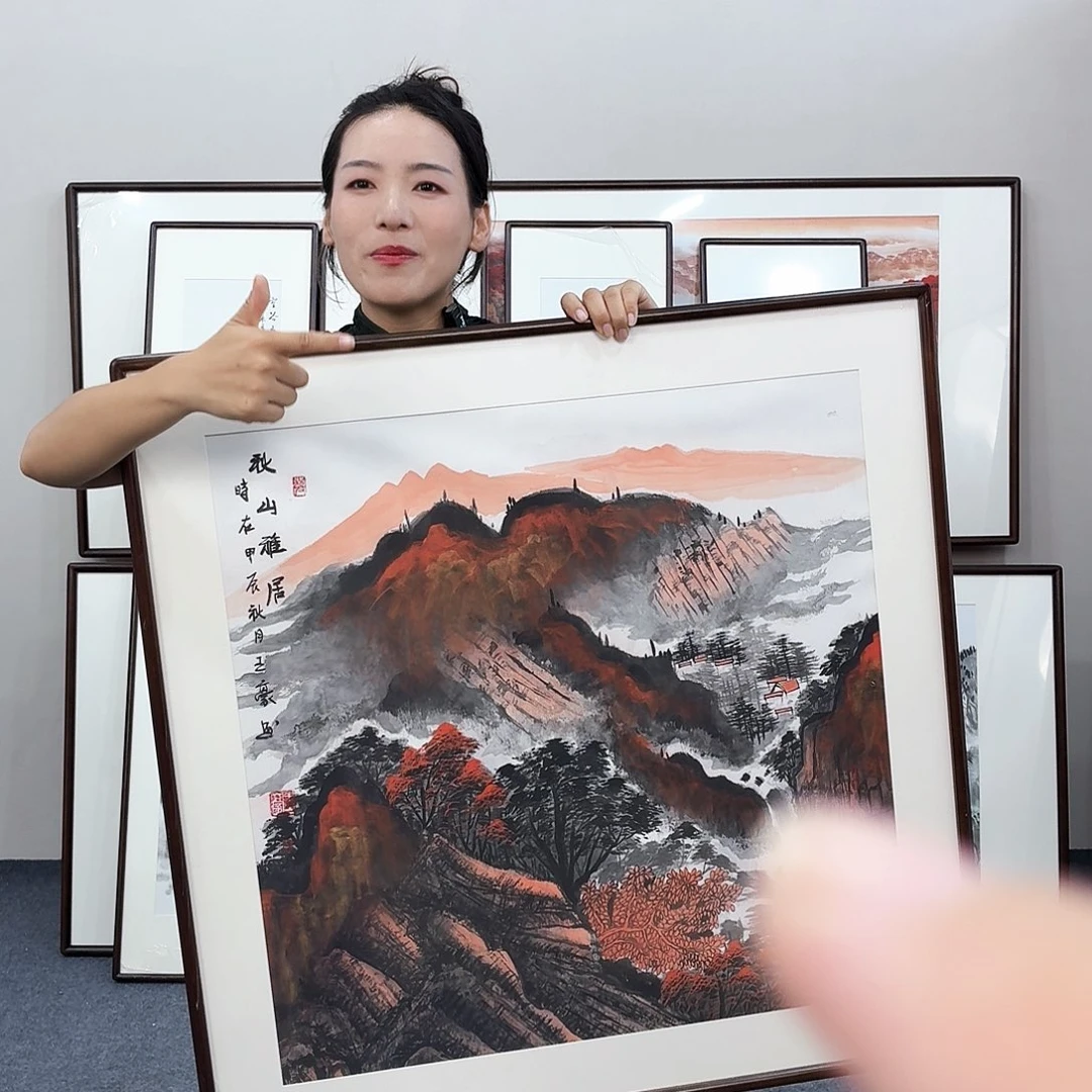 国画手绘作品80×80尺寸