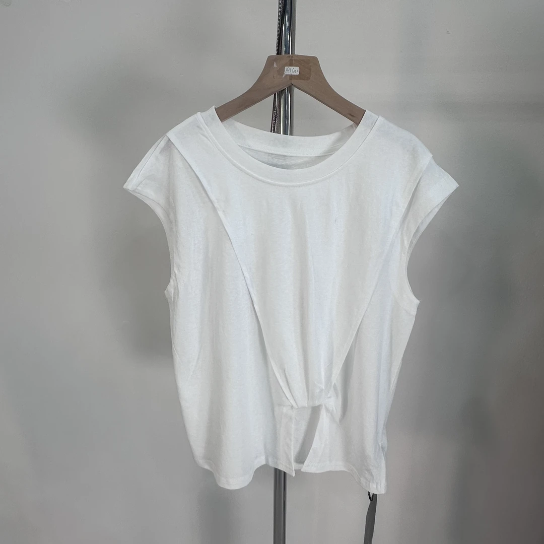 【88682-bs】设计感女士夏季时尚T恤纯色简约显瘦舒适短袖