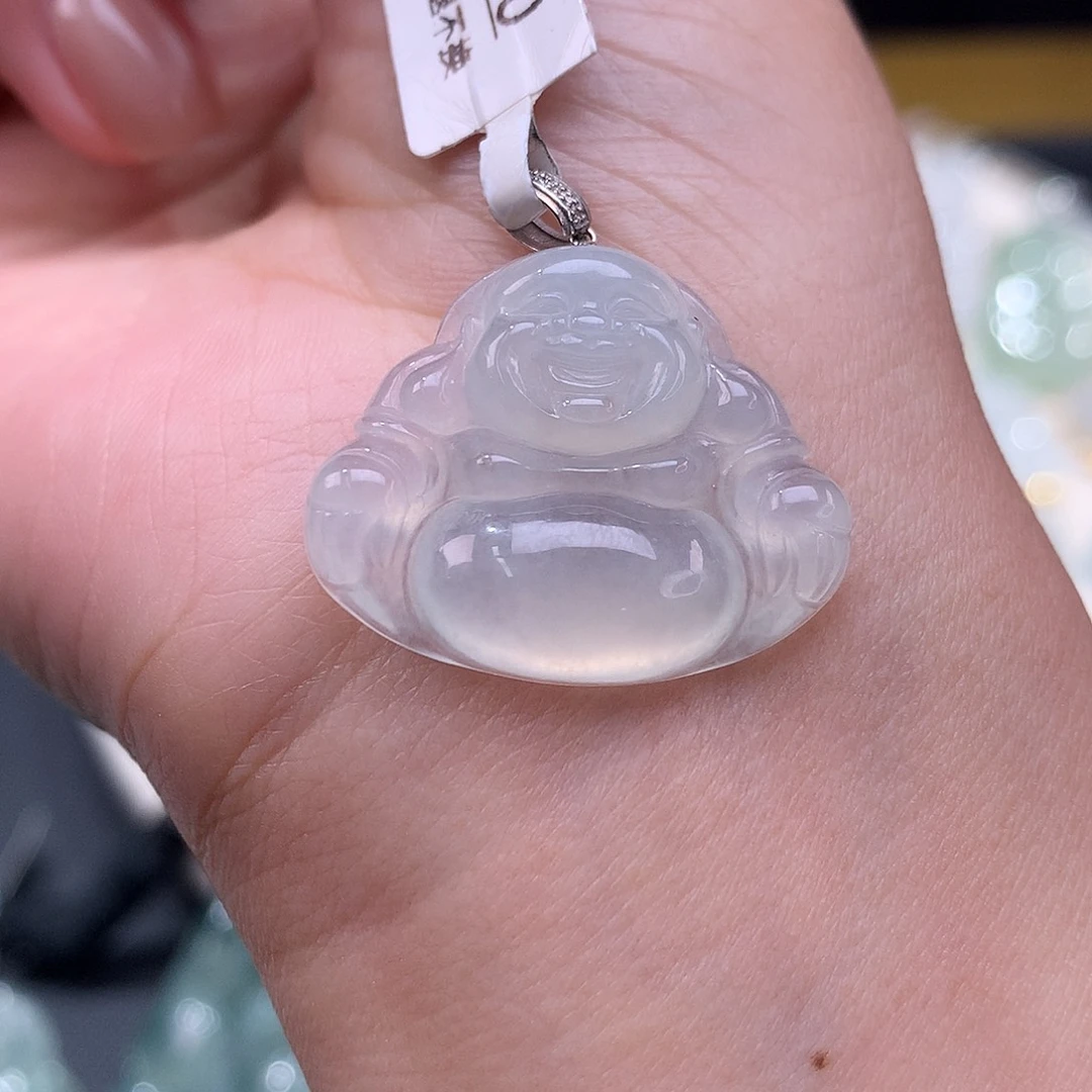 颈饰18K金镶嵌翡翠佛公