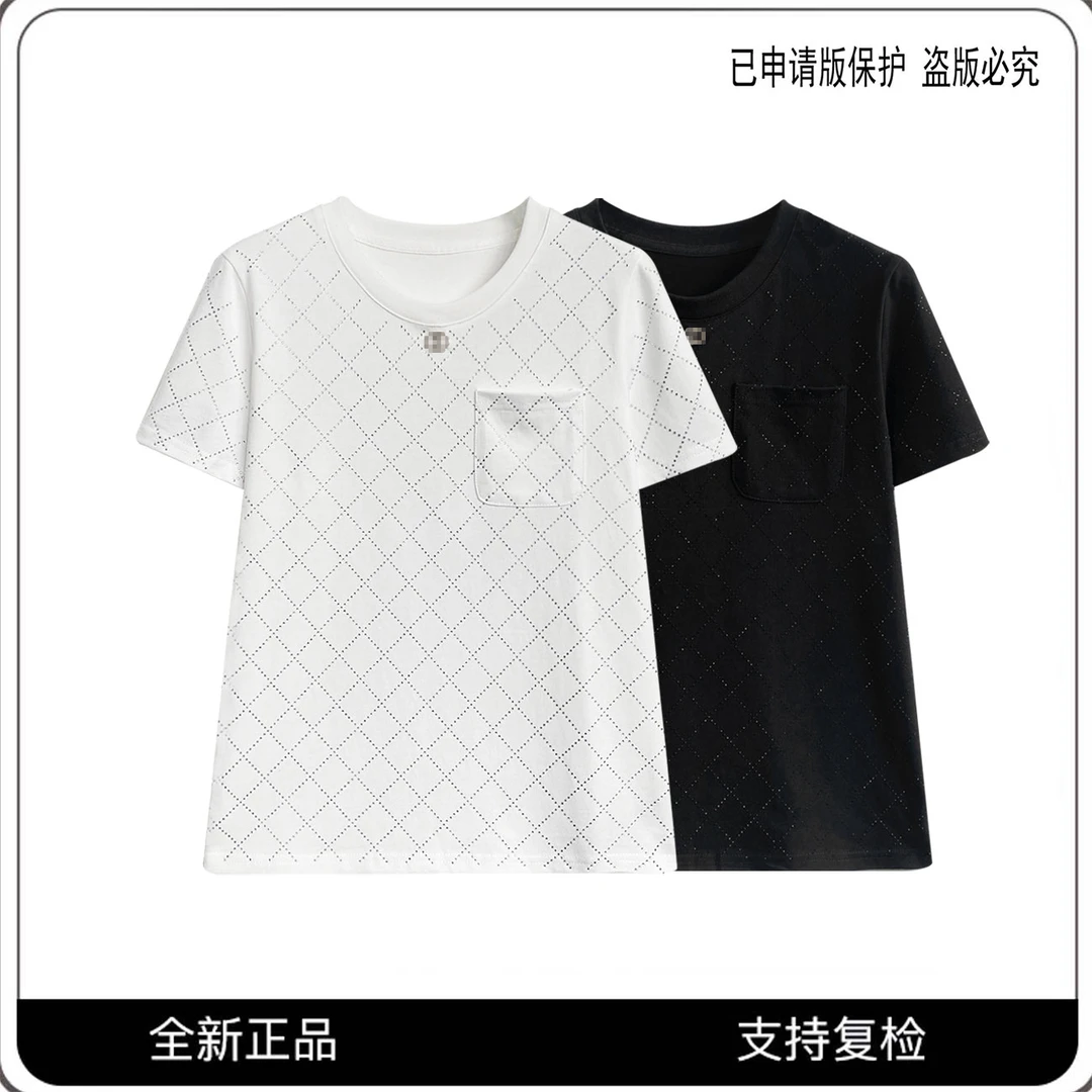 【微姐专属】68035#轻奢重工烫钻T恤2025春夏显瘦休闲潮流个性上衣
