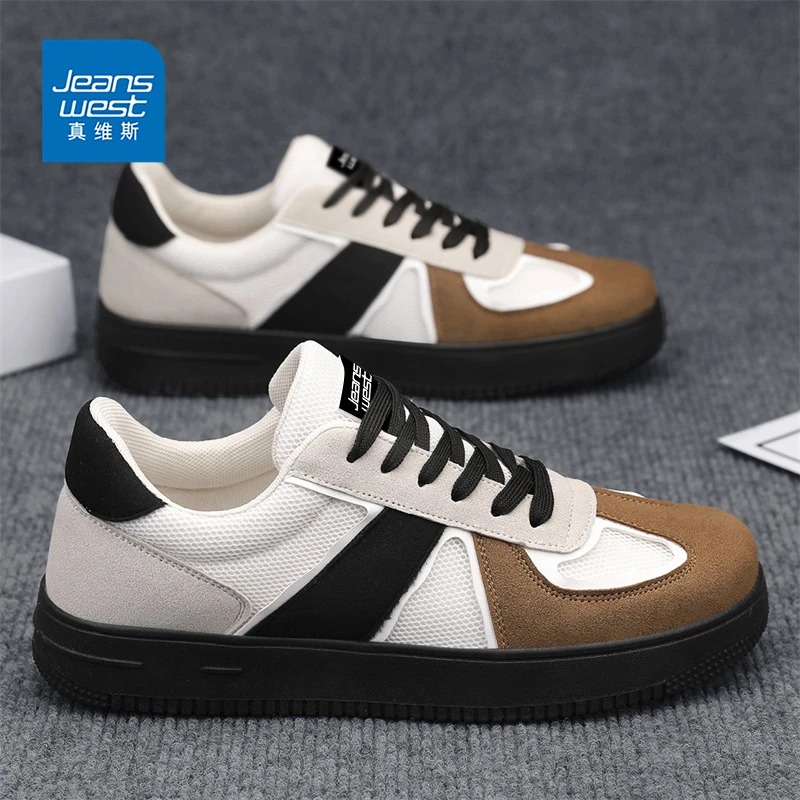 真维斯男鞋2025新款夏季潮流百搭网面透气运动休闲德训鞋阿甘板鞋