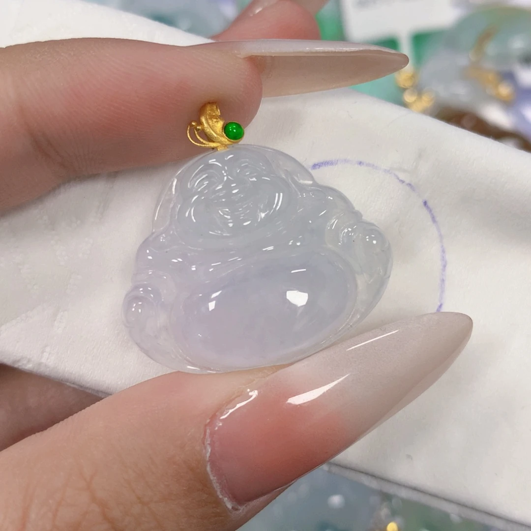 翡翠18K金镶嵌颈饰天然缅甸翡翠a货百元以上9元证书费自理