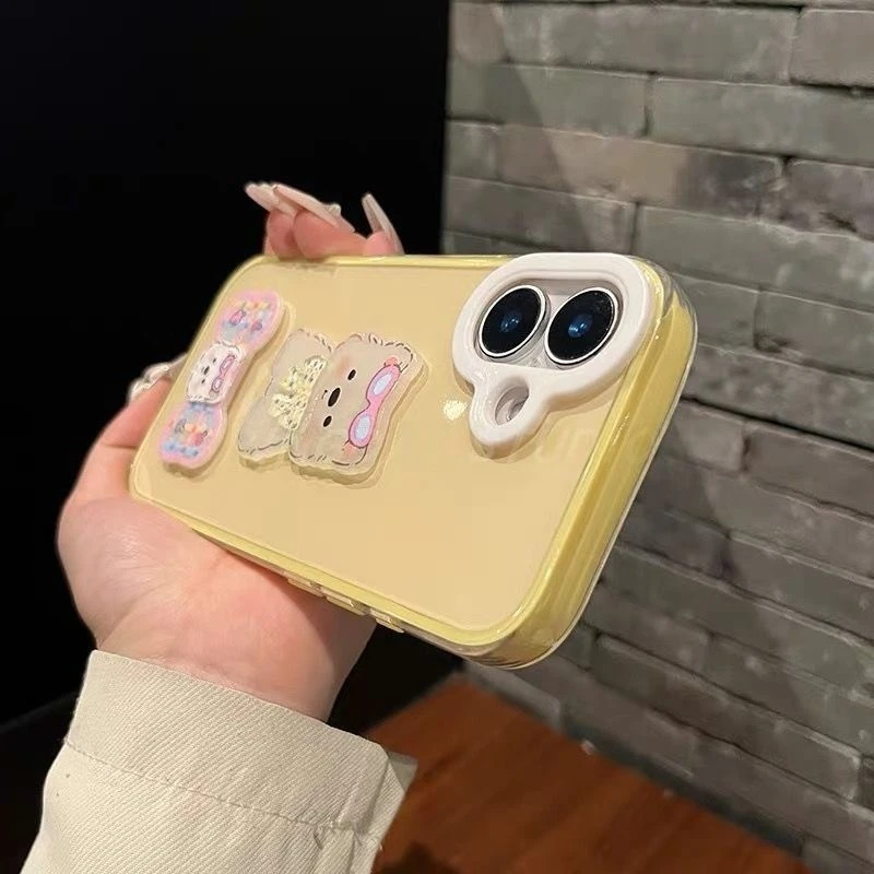 奶黄色卡通小狗适用iPhone16promax手机壳苹果14网红15pro女1312