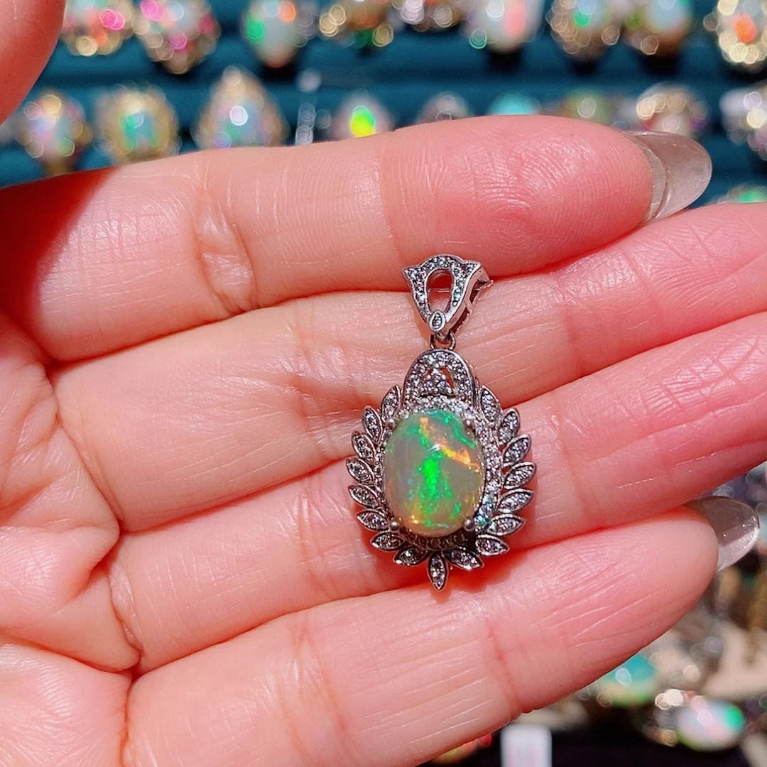 欧泊银S925镶嵌吊坠