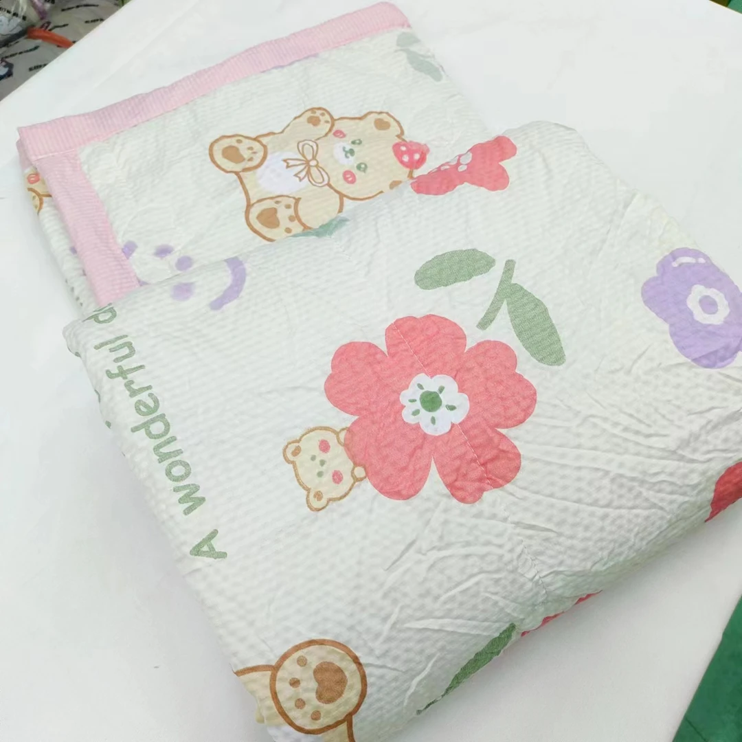 <1斤左右>儿童【棉泡泡夏凉被】<红花-小熊>1.2X1.5m<±5cm>空调