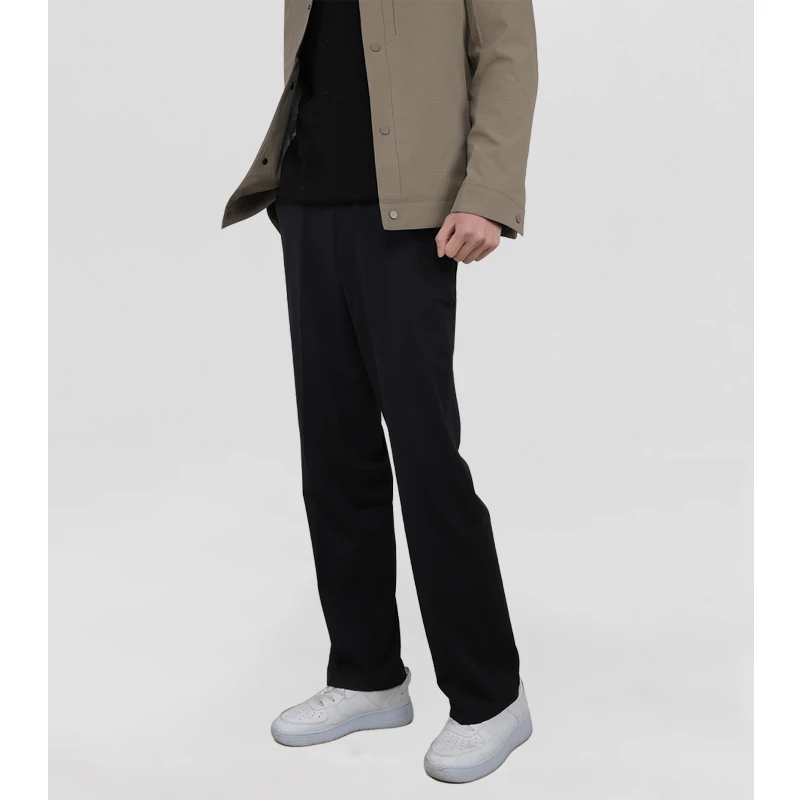 OSD男士商务休闲弹力薄款纯色宽松版休闲直筒裤Q24K30430009