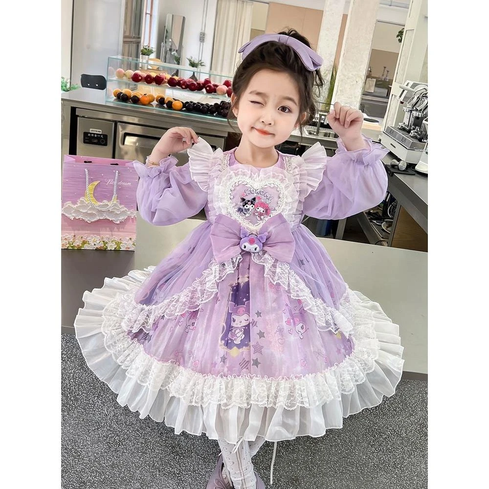 女童卡通美乐蒂洛丽塔连衣裙春秋新款女宝宝库洛米可爱时尚公主裙