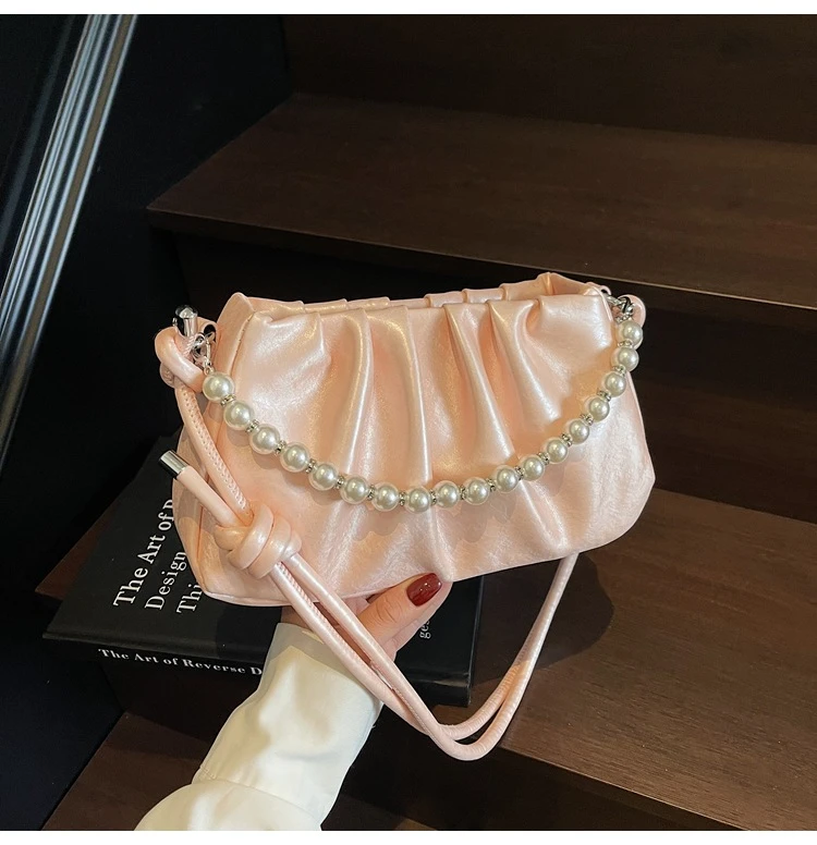 珠光色高级轻奢百搭流行仙女风时尚链条珍珠包