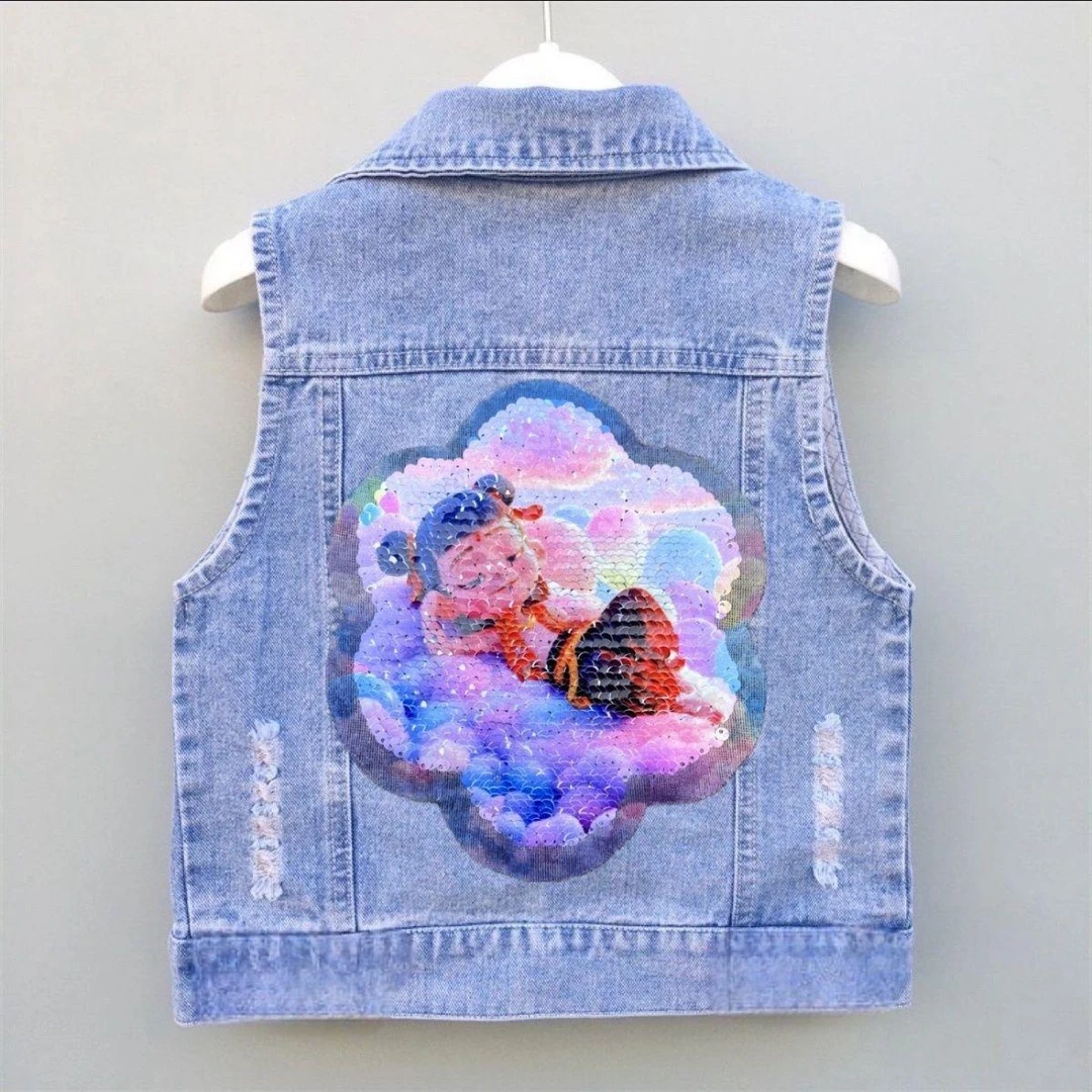 男童儿童马春秋女童洋气新款公主牛仔外套坎肩宝宝大中小孩背心