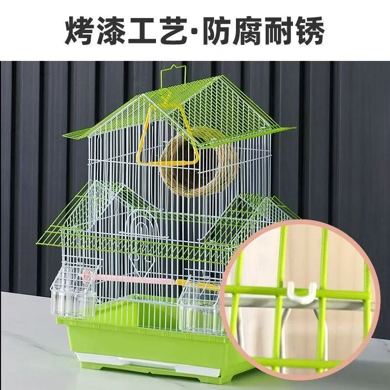 虎皮牡丹鹦鹉鸟笼小型家用豪华繁殖双层别墅带秋千鸟窝鸟笼