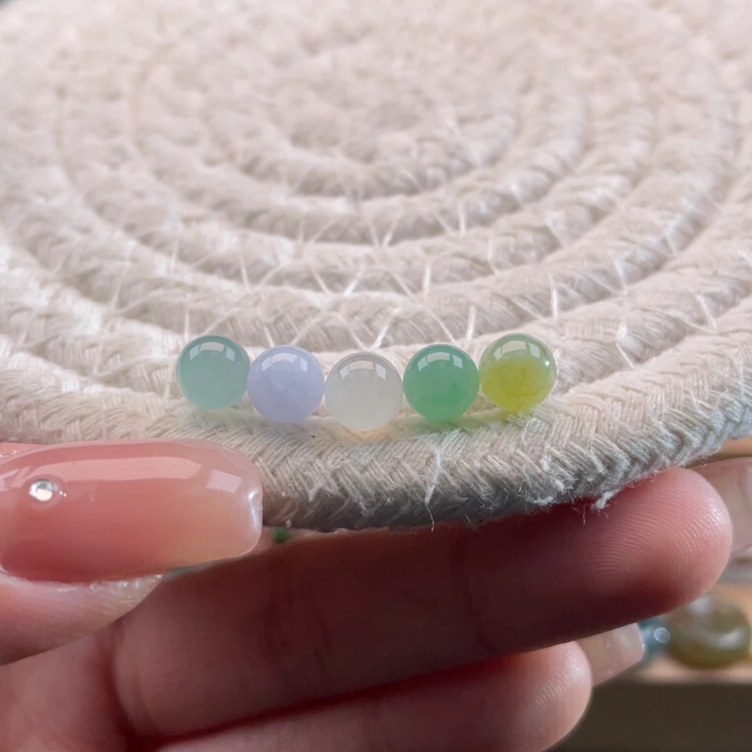 未镶嵌定制翡翠天然缅甸翡翠a货玛卡龙一组6.5左右