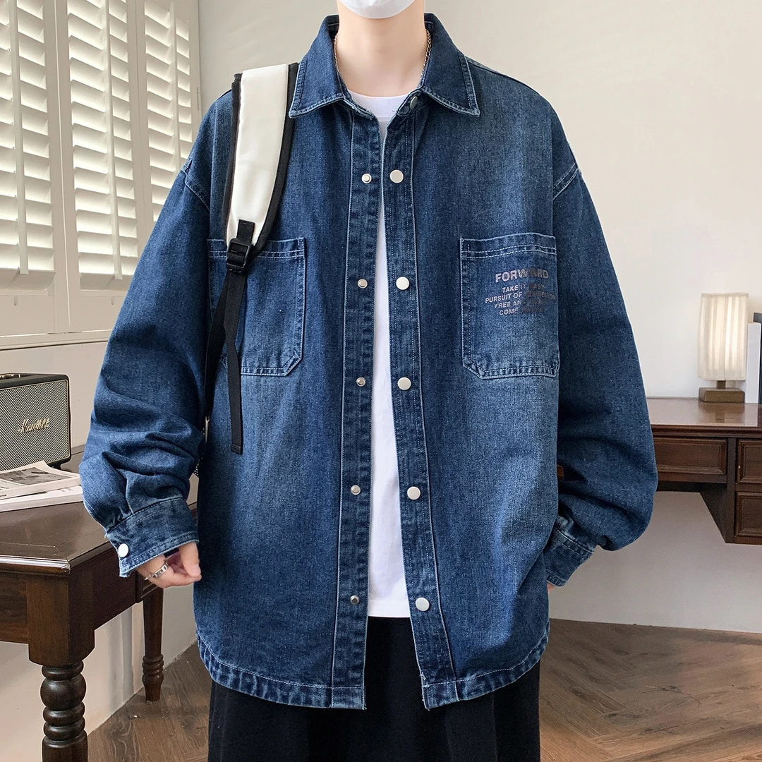 春秋季男士牛仔夹克2025新款青少年高中初中学生衬衫潮牌休闲外套