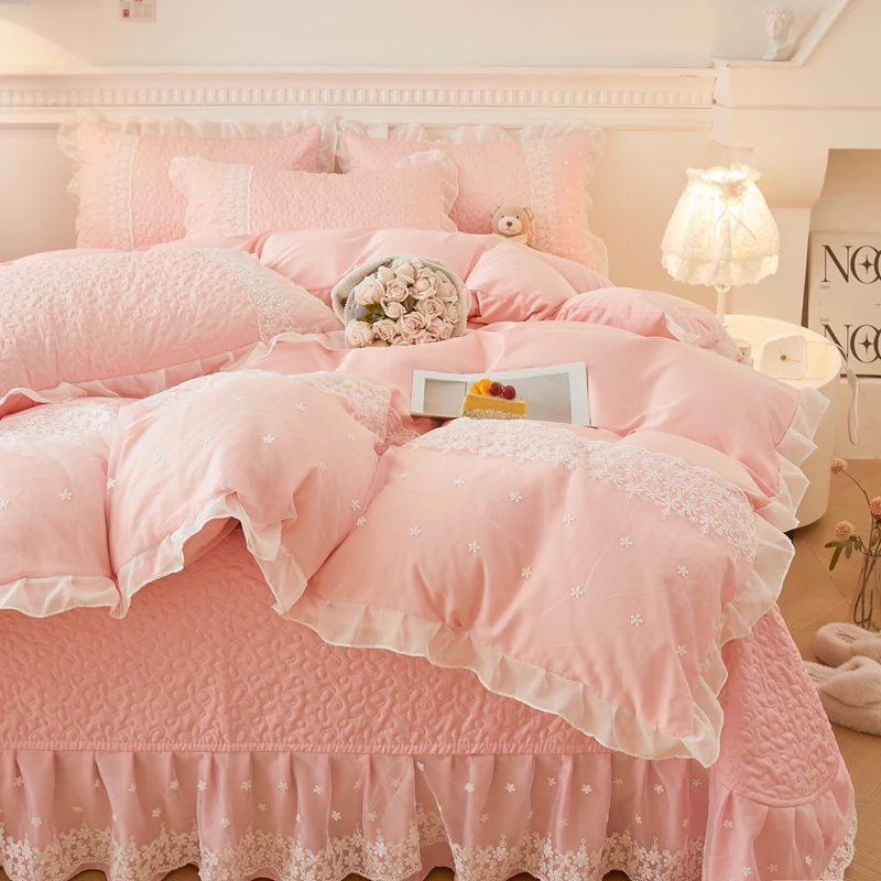 【四季款】2025 床盖 床裙款 四件套 蕾丝花边  柔软  亲肤  不跑床