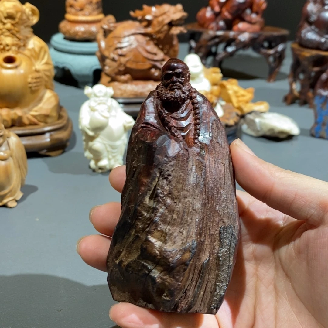 珍***下檀香紫檀（小叶紫檀）手把风化达摩