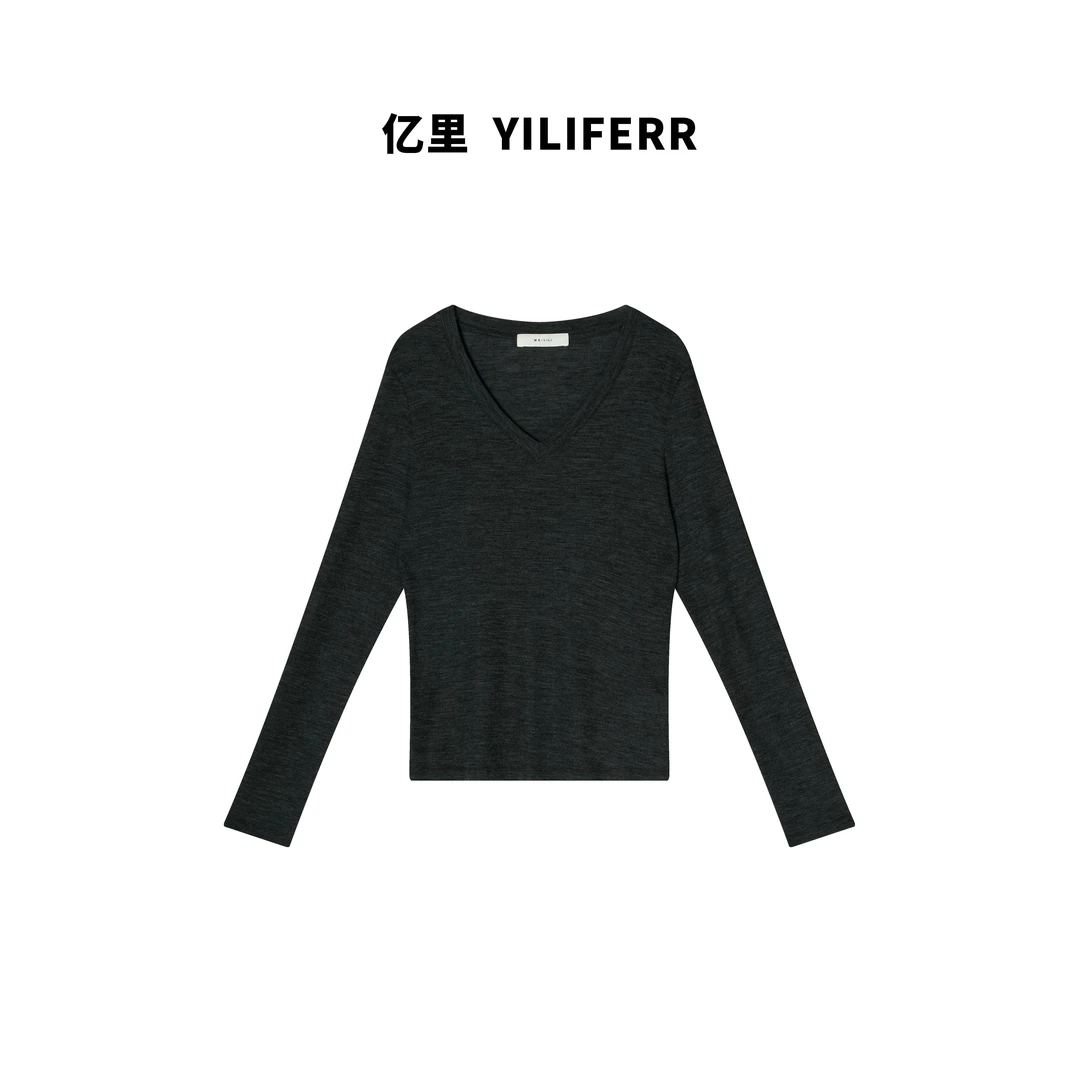 【YILI显瘦女装】100%羊毛时尚V领柔软舒适气质百搭上衣 Y1485