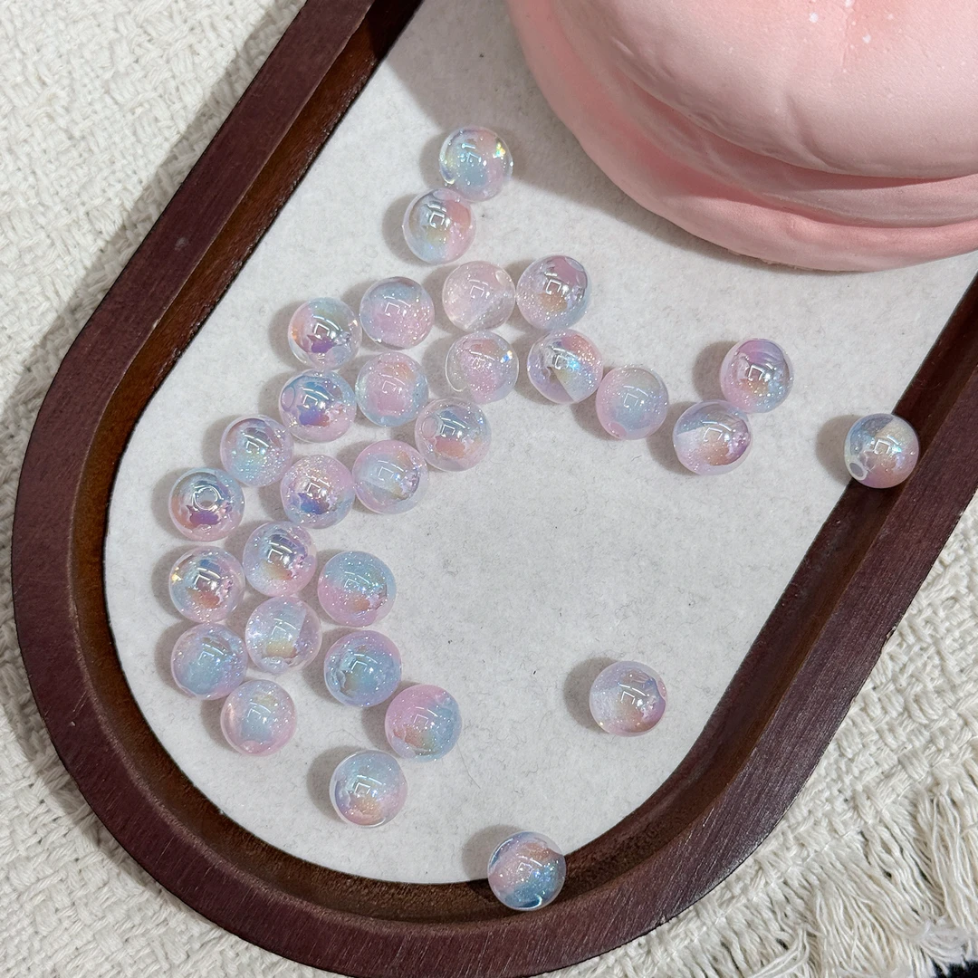 光学电镀双色细闪圆珠 卡10卡16 通孔DIY配件