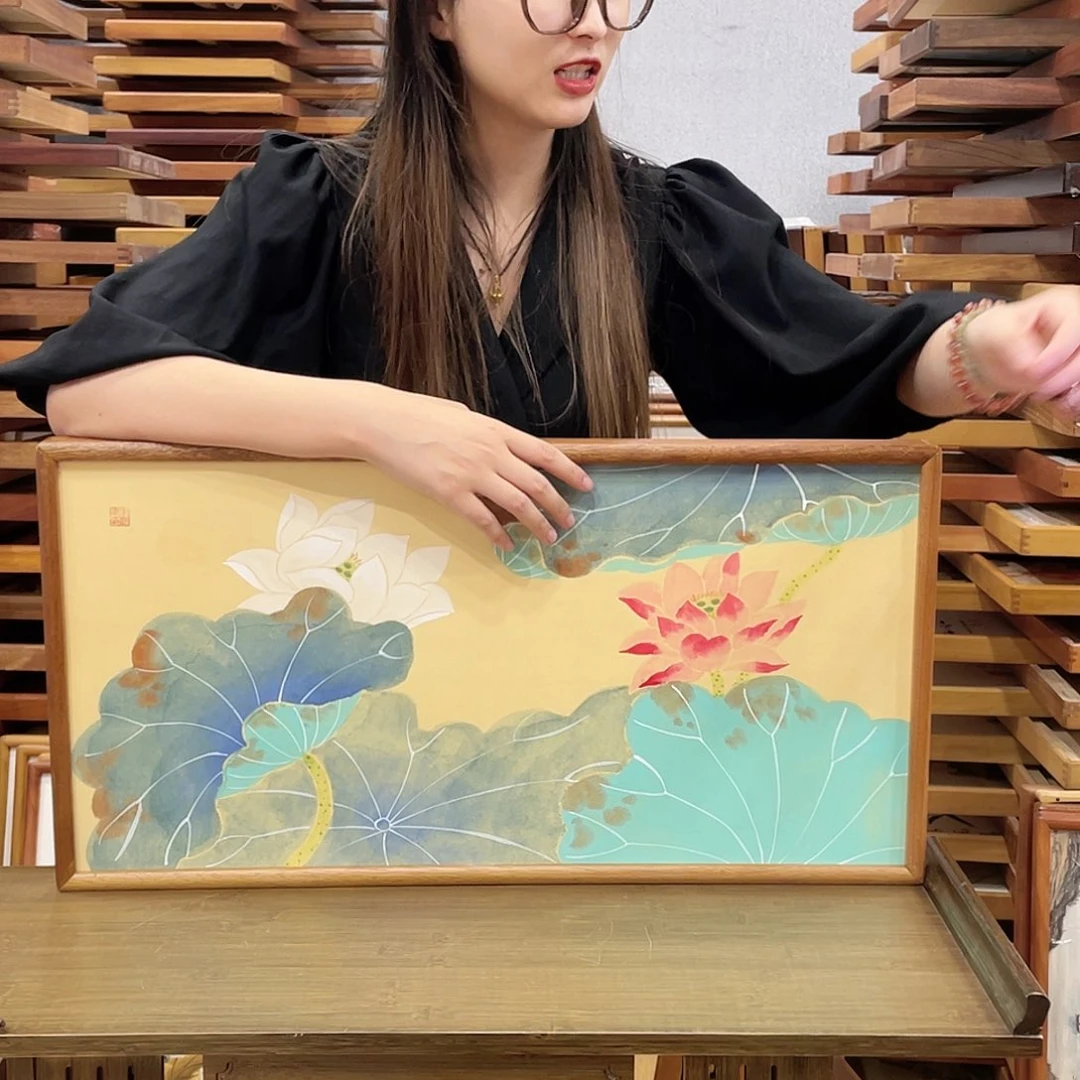 国画手绘带框尺寸： 36*69