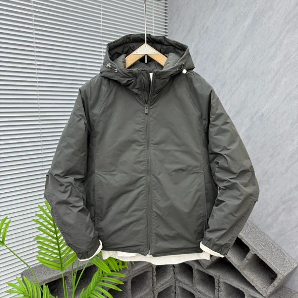 男士冬季新款潮加棉冲锋衣夹克连帽棉服男修身短款百搭薄棉外套潮