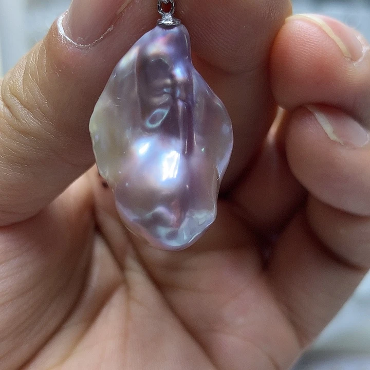 银S925镶嵌巴洛克淡水珍珠