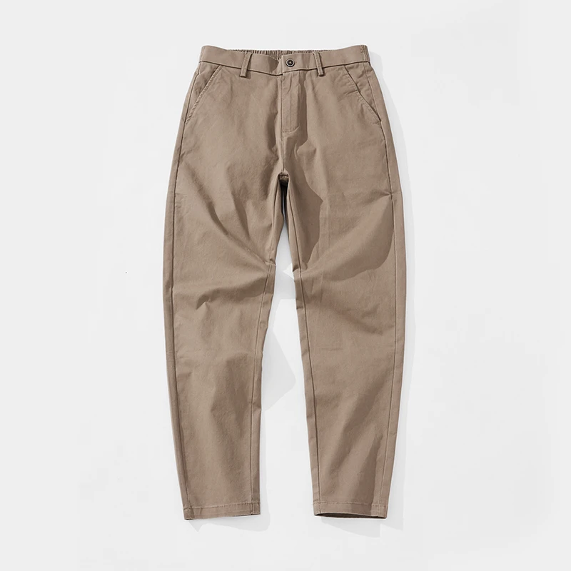 四季通用百搭长裤卡其色商务透气春秋宽松休闲裤复古时尚裤子男款