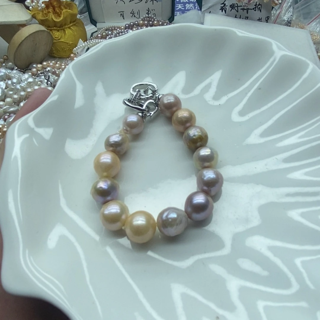 银S925镶嵌淡水珍珠天然淡水珍珠无人工干预10