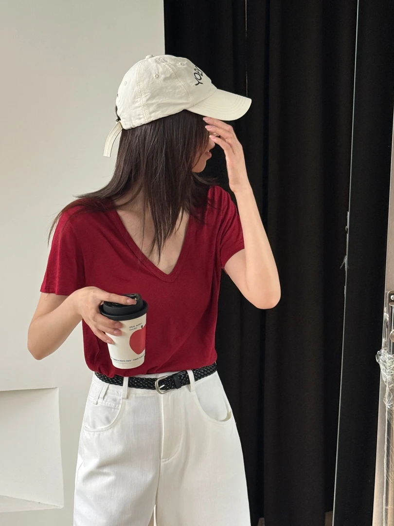 耶耶YEYE |"大领口"T恤上衣6106