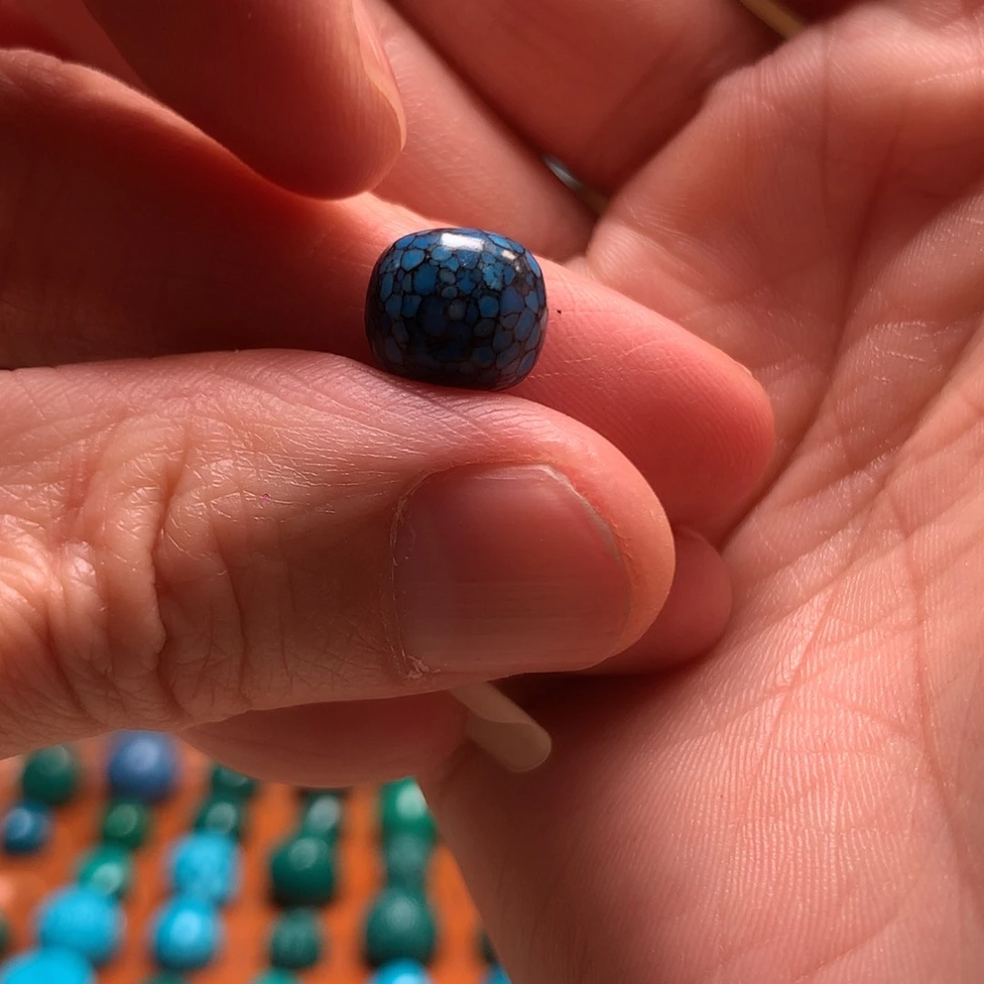 玻璃颈饰生****蓝花色10mm老行