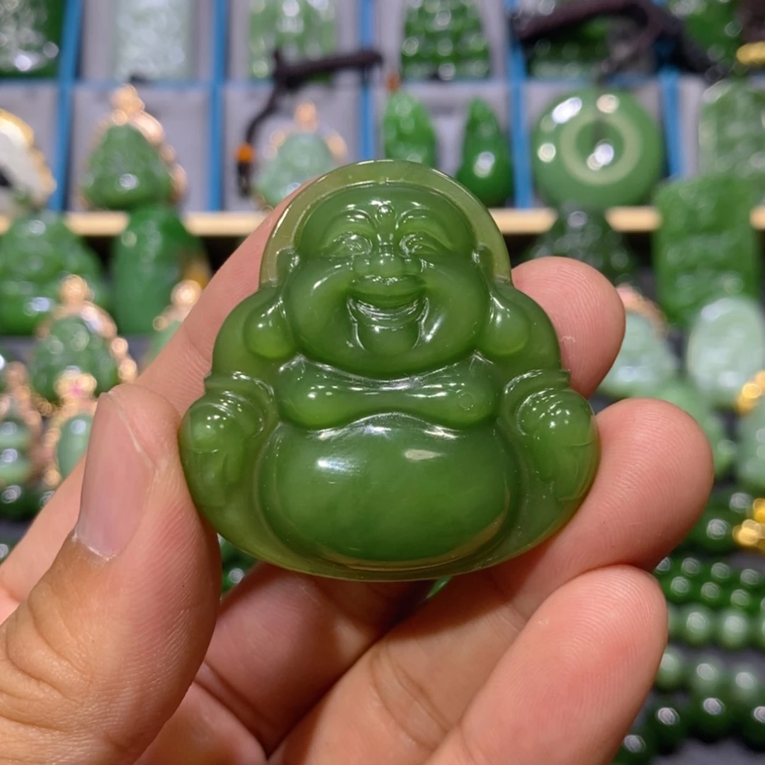【闪购商品】和田玉吊坠(不含链)未镶嵌冰底阳绿佛公 42/9.2