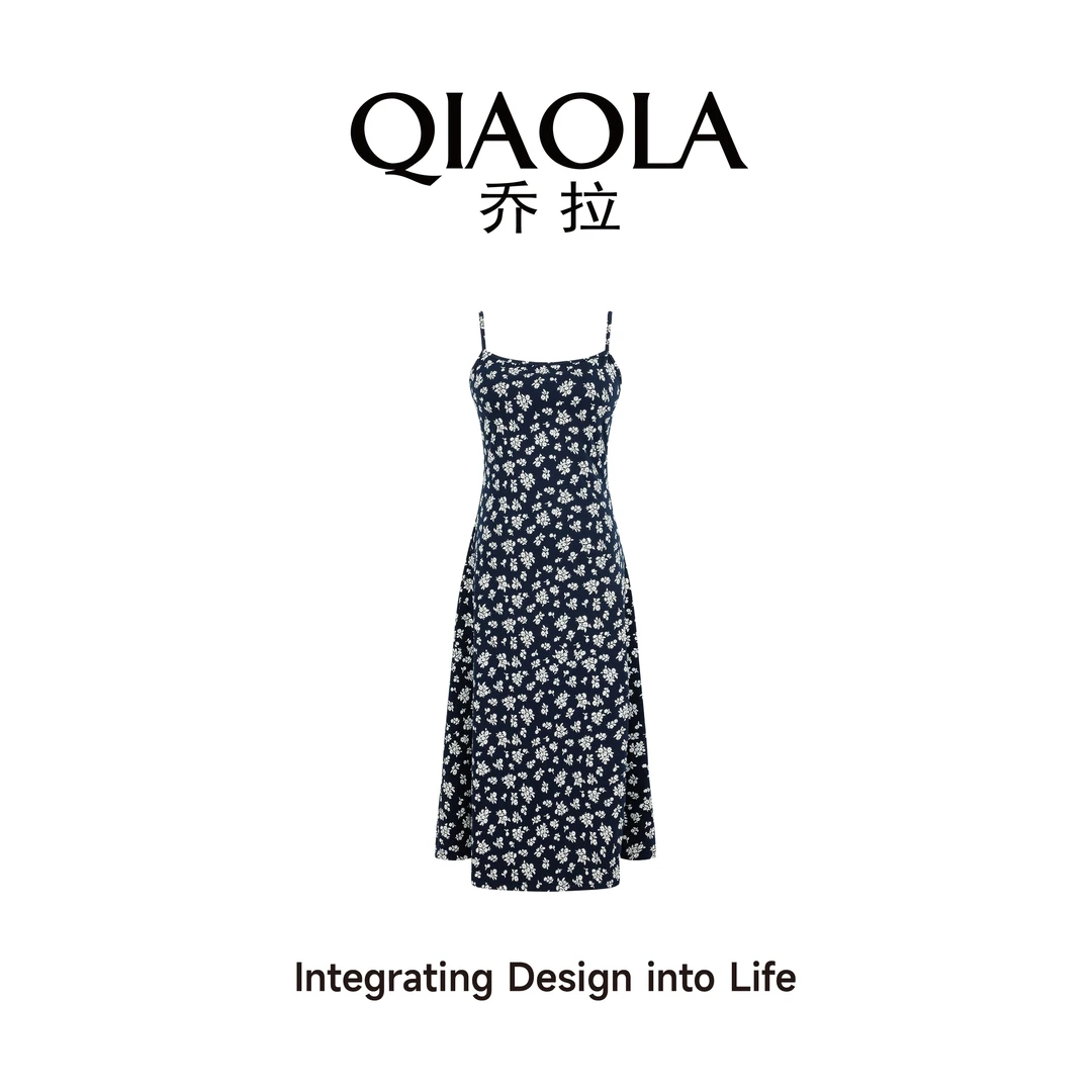 QIAOLA/乔拉【昼梦花颂】春季新款针织印花简约百搭气质连衣裙预售