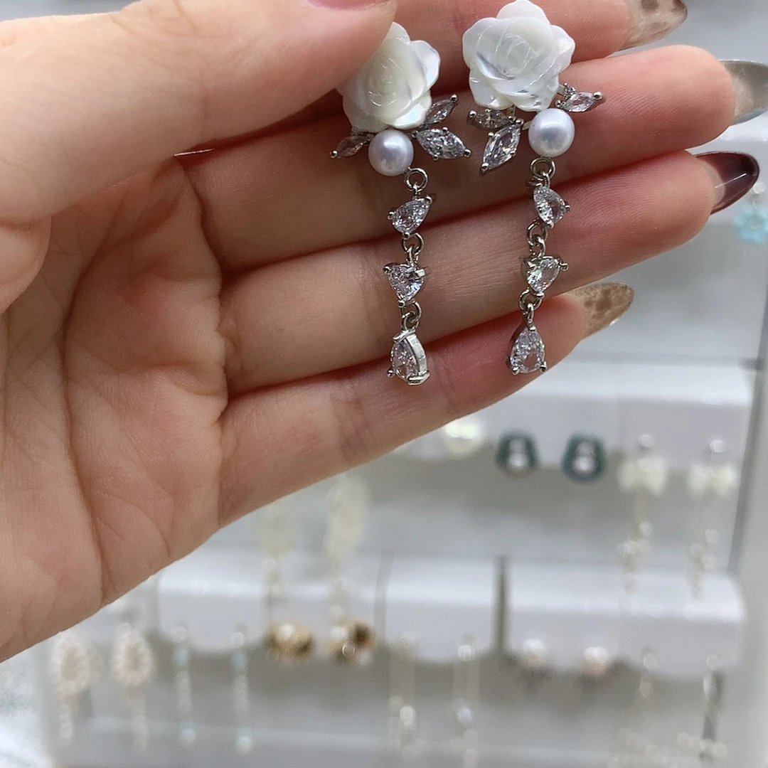 淡水珍珠耳饰银S925镶嵌