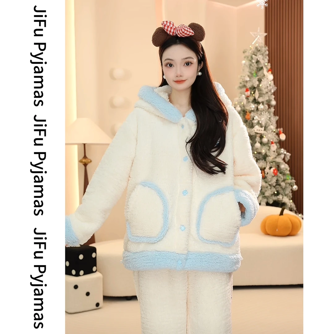 【腊肠小狗】冬季加厚珊瑚绒高端保暖软绵绵保暖家居服睡衣女