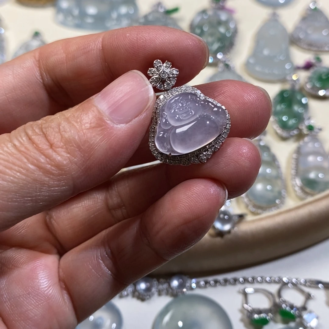 翡翠18K金镶嵌吊坠(不含链)佛公