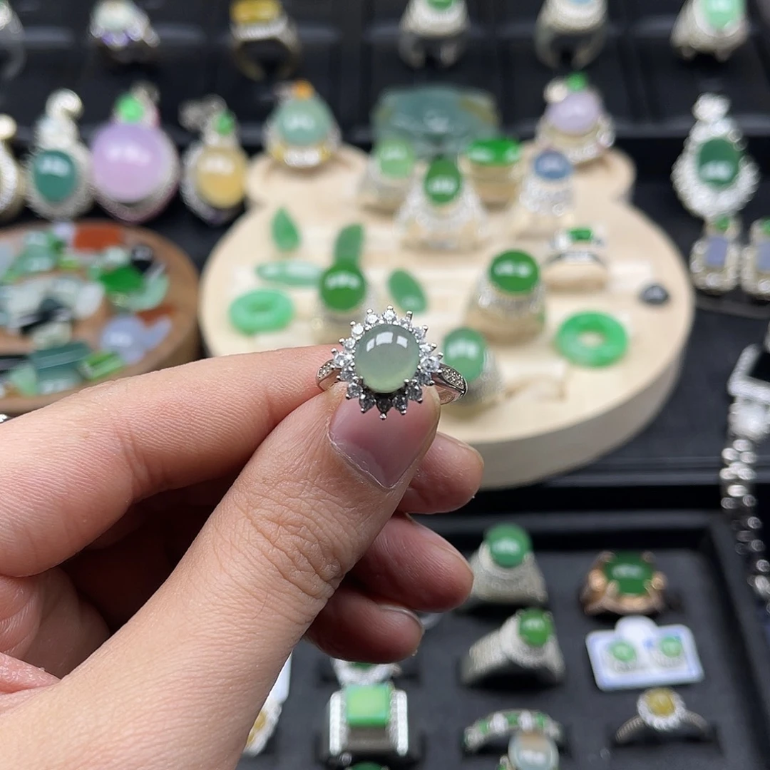 翡翠银S925镶嵌戒指