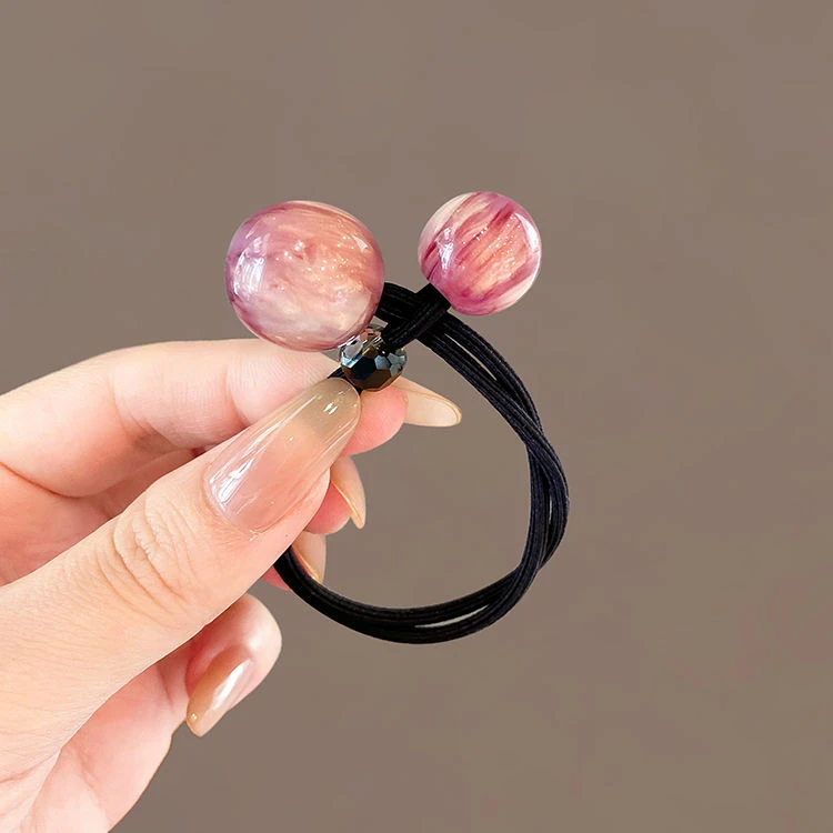 简约珠光圆球球双层发绳新款马尾高弹力发圈女丸子头绳扎头发皮筋