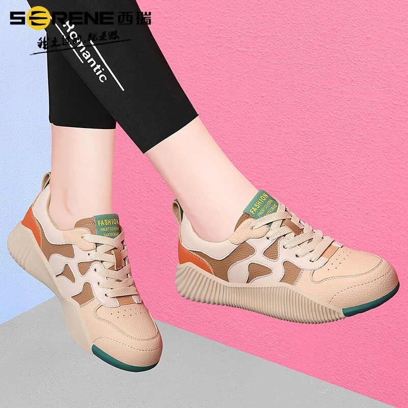 西瑞增高厚底休闲板鞋女2025年秋季新款百搭透气小白女鞋