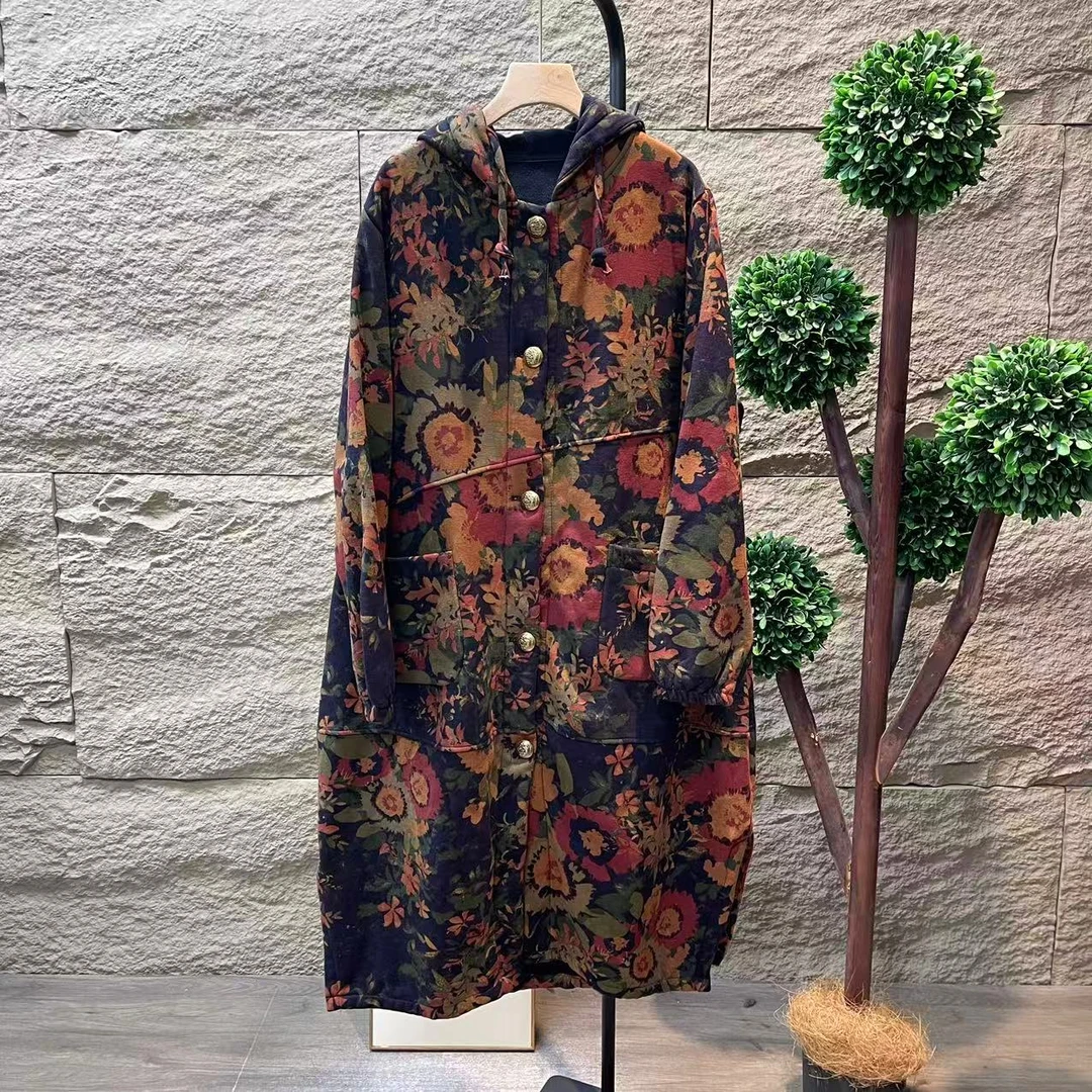 9208新款冬季加绒减龄碎花棉服QZ
