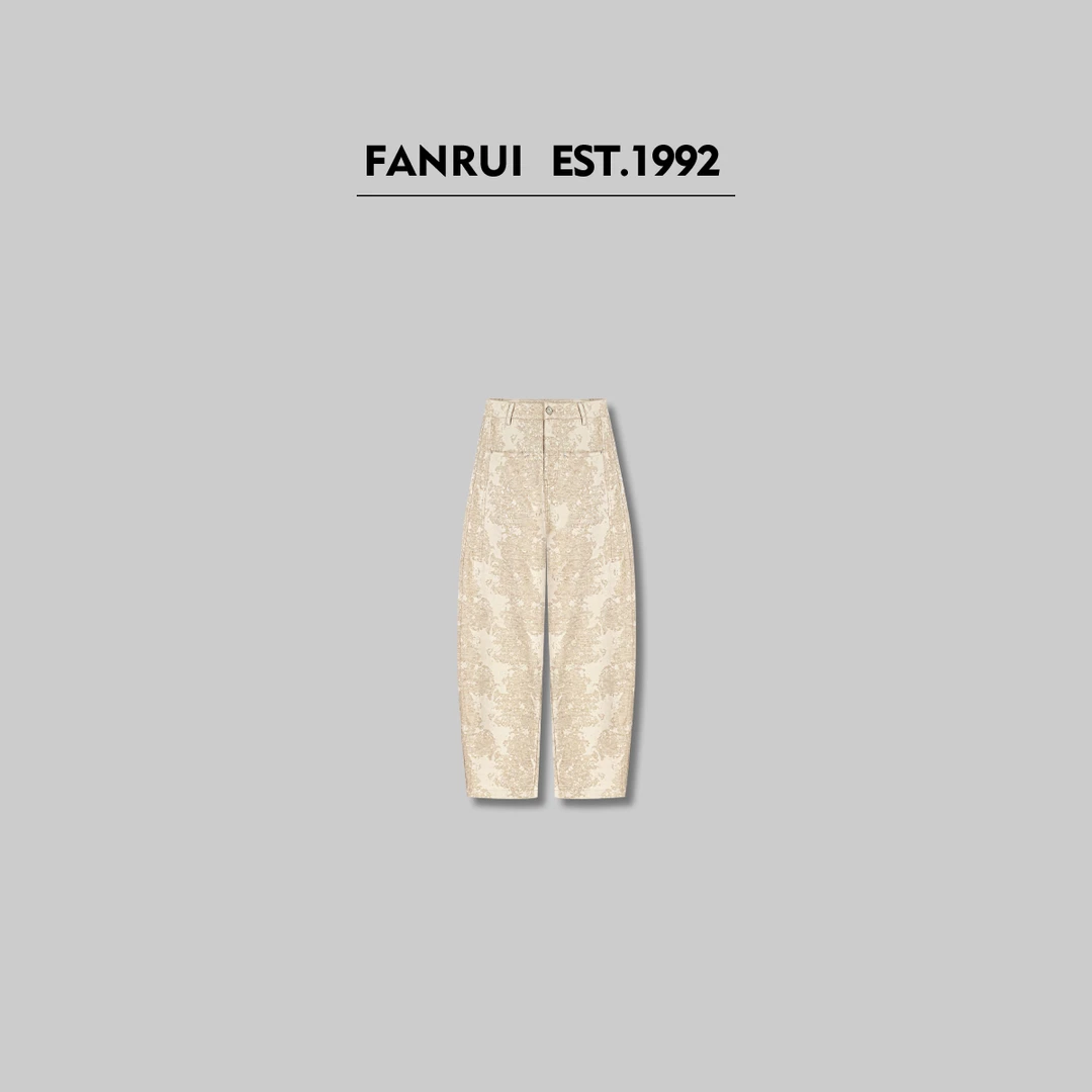 FANRUI/泛芮「风吹麦浪」人丝亚麻设计感显瘦弯刀牛仔裤B15481