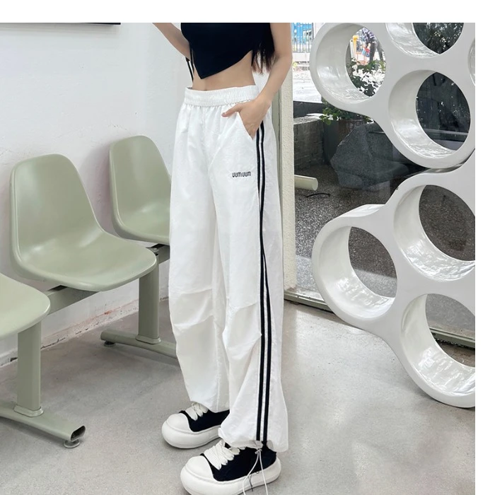 2025夏季新款薄款糖果色褶皱高腰舞蹈宽松百搭显瘦速干长裤休闲裤