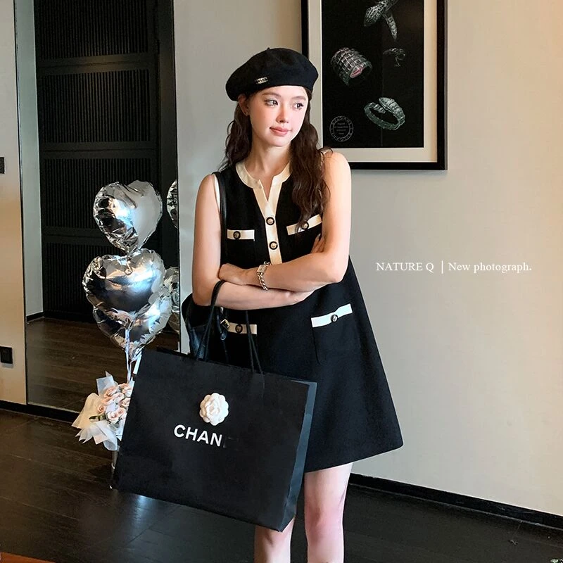 小香风孕妇无袖背心裙夏季女爆款2025新款时尚气质显瘦a字连衣裙