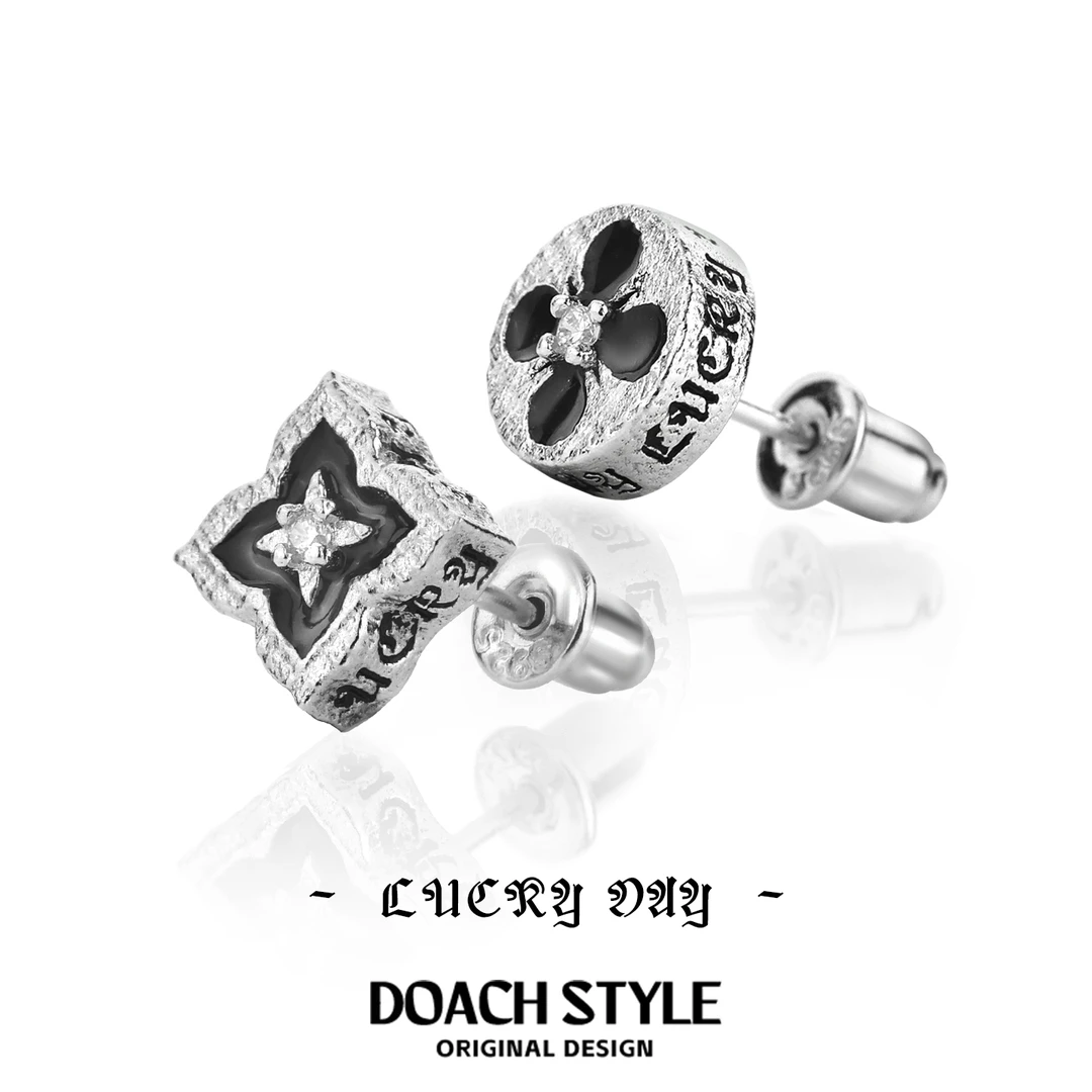 925银耳饰 LUCKY DAY 原创设计四叶花耳钉小众复古高级养耳洞耳饰