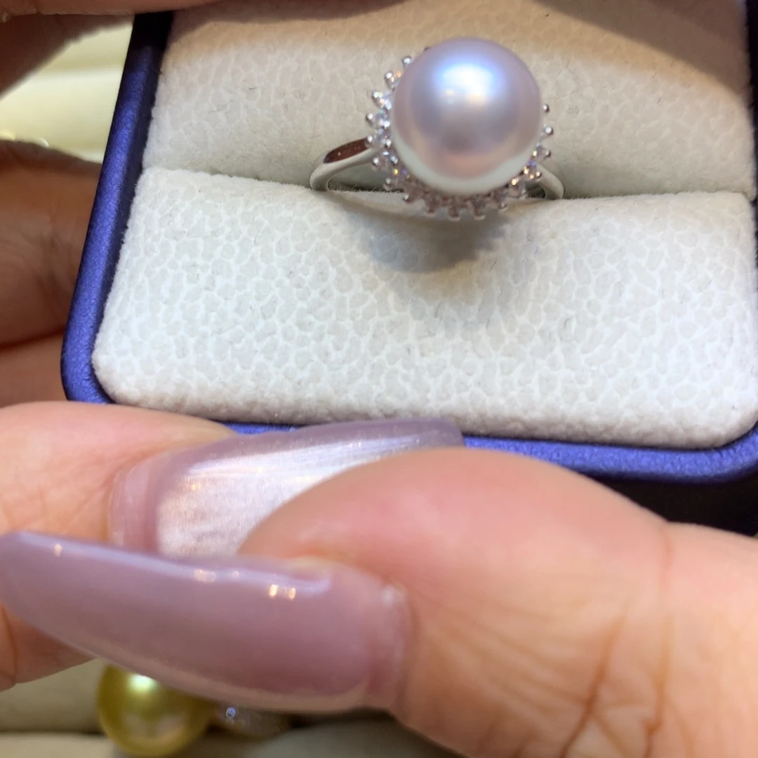 银S925镶嵌戒指海水珍珠