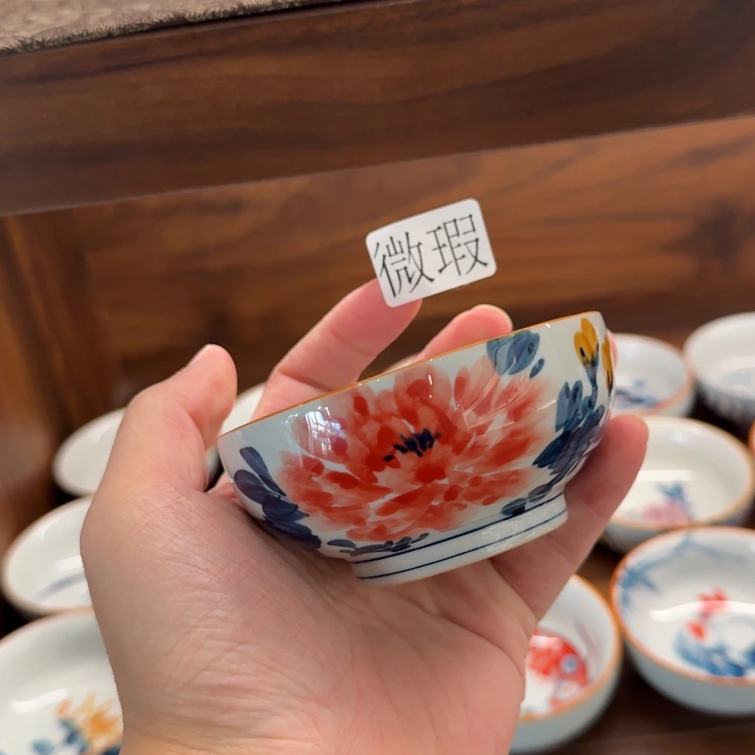 釉下手绘茶具微瑕