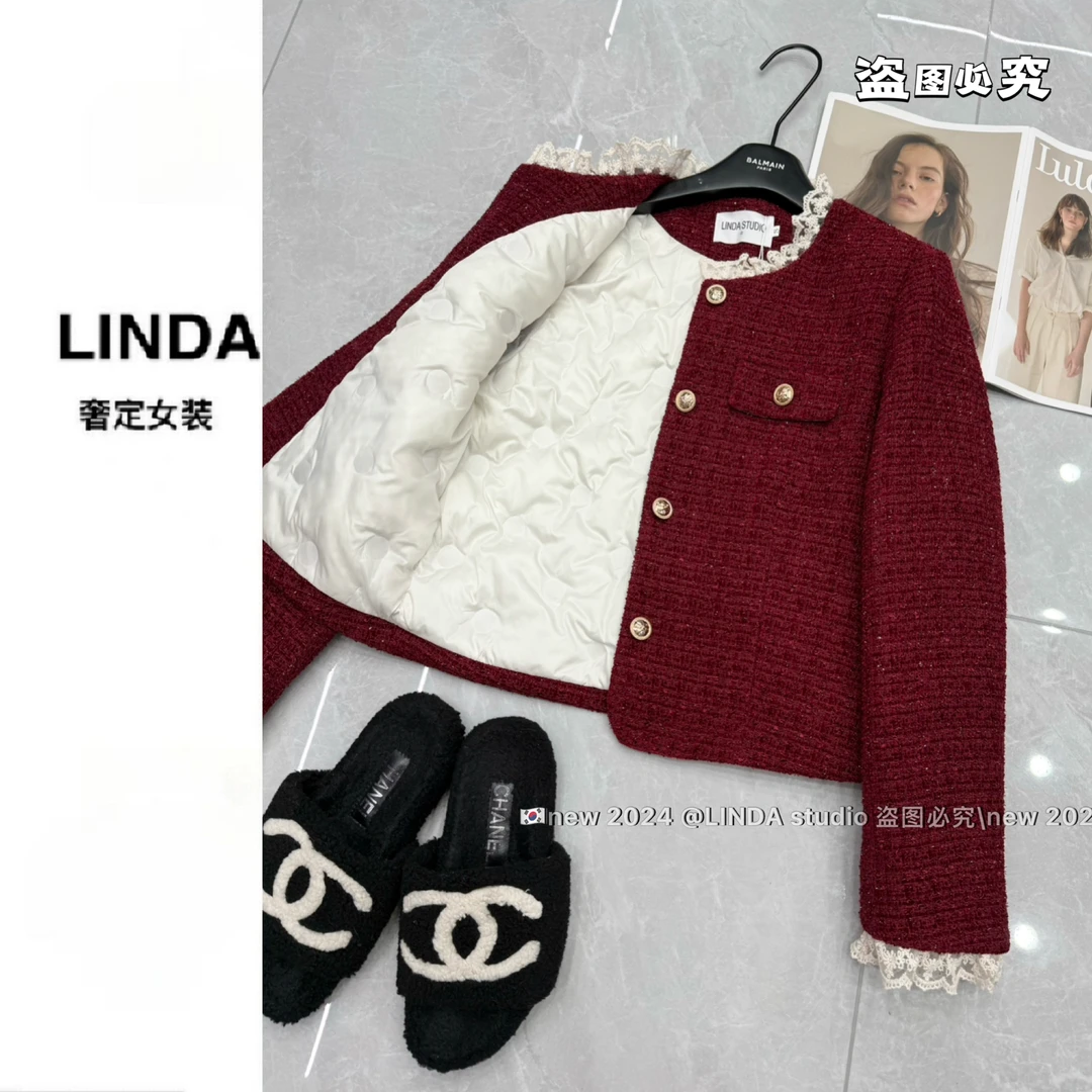 【黑金派对】黑丝立领小香风外套女新款千金气质外套