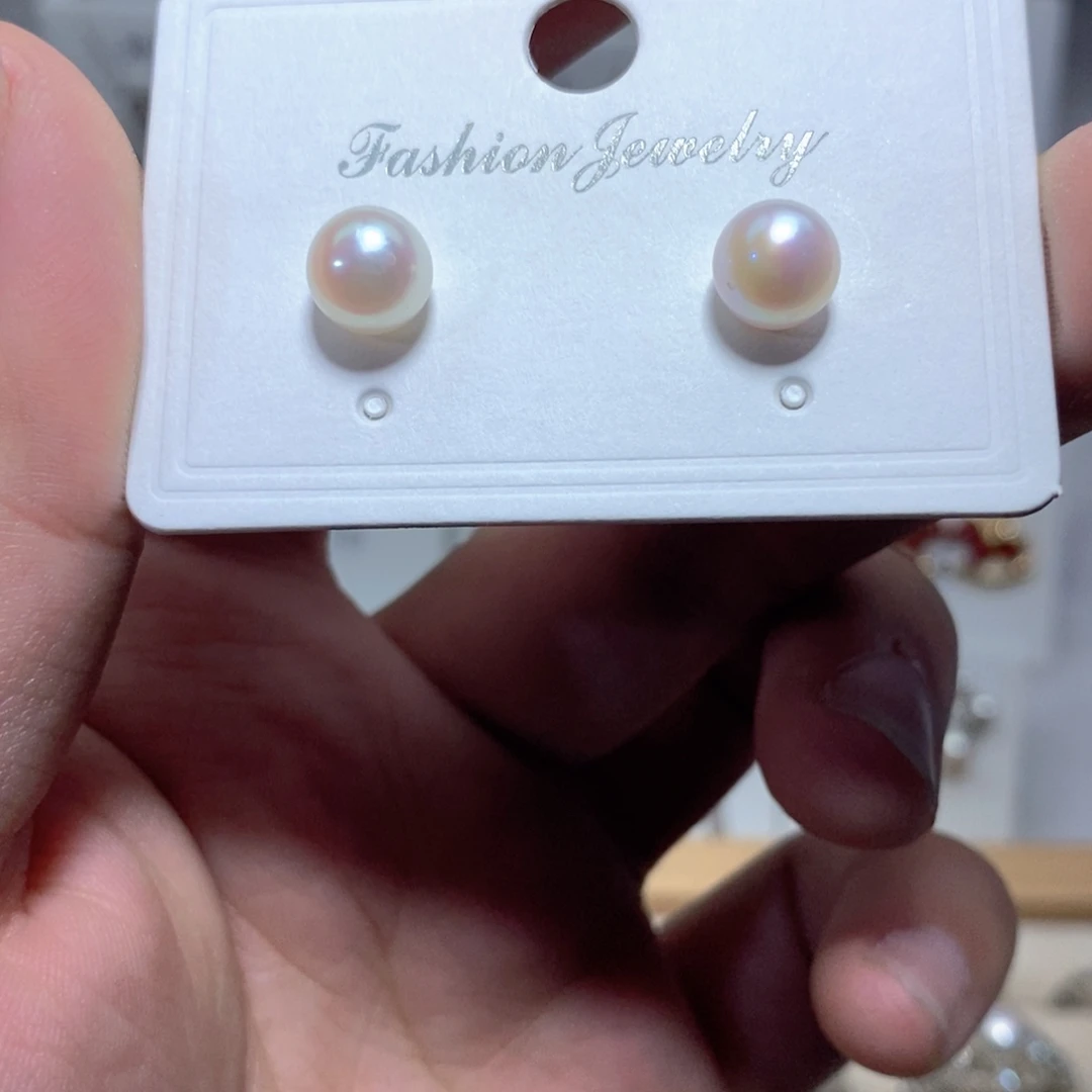 耳饰银S925镶嵌淡水珍珠