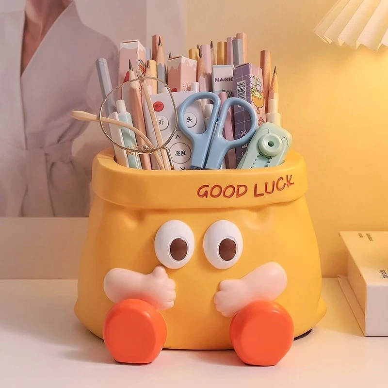 卡通纸袋装饰摆件办公室桌面大容量笔筒家居化妆刷钥匙收纳筐5538