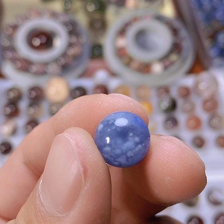 瑶***o紫晶珠宝半成品未镶嵌蓝兔毛珠12mm