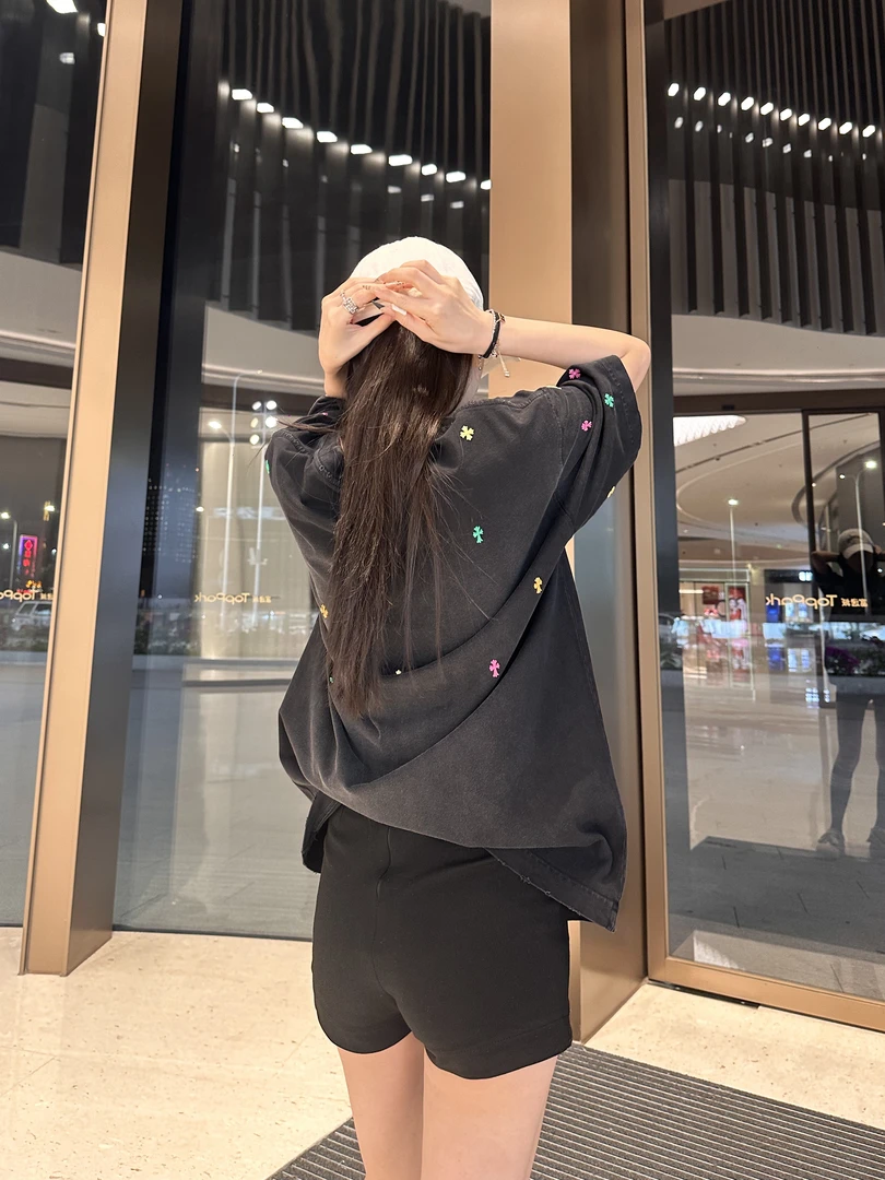 【彩色金属短袖5115】水洗新款情侣款短袖男女同款