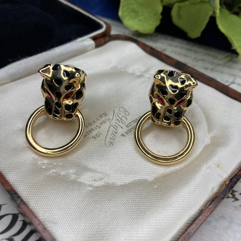 合金耳饰 KJL黑金珐琅狮子耳环2-18【2071226-048】